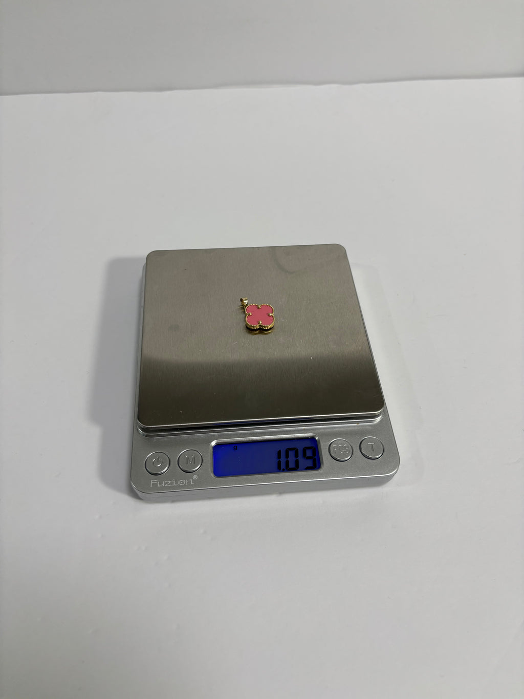 14K Ball Chain Gold Necklace & Clover Pendant