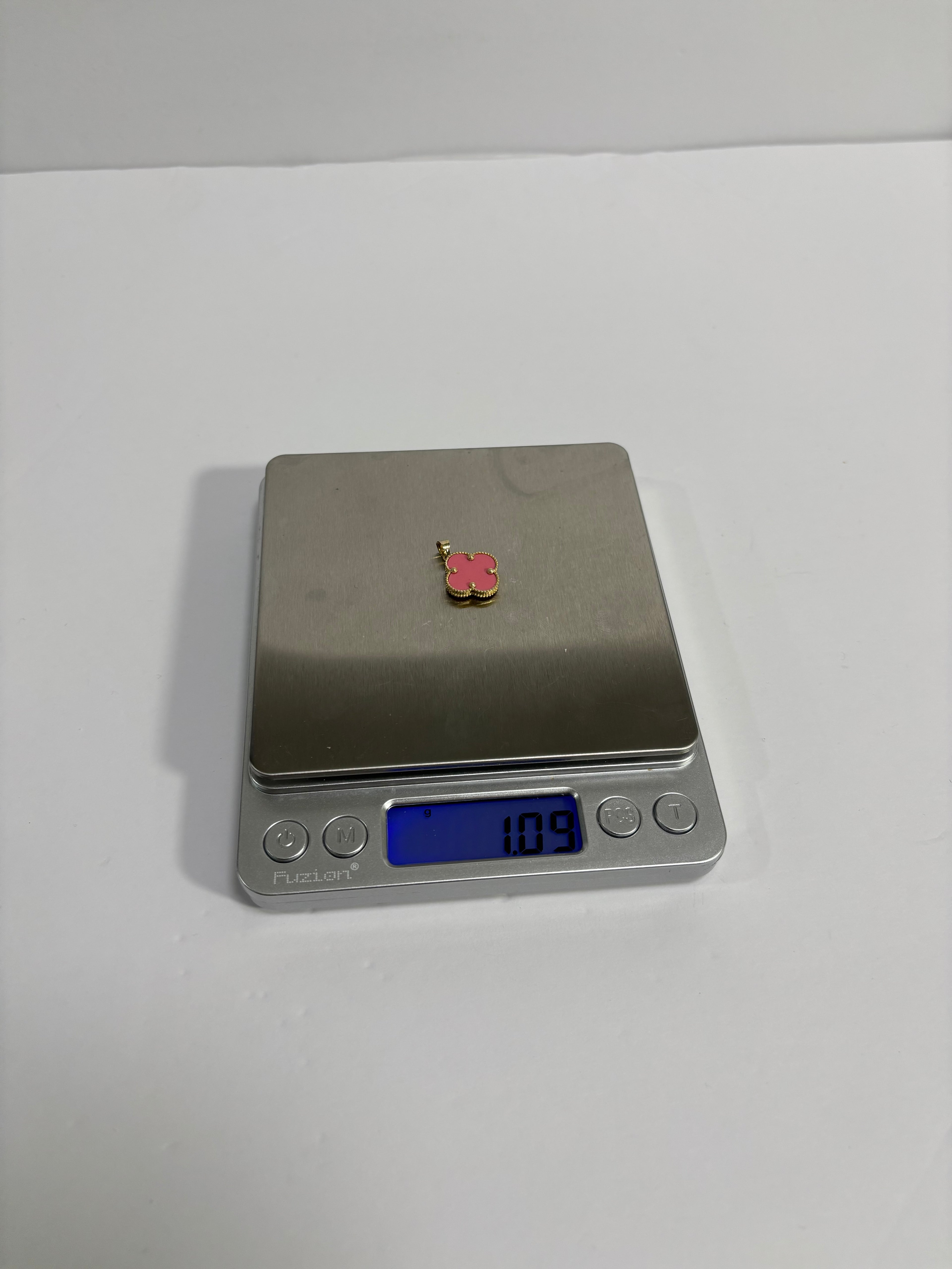 14K Ball Chain Gold Necklace & Clover Pendant